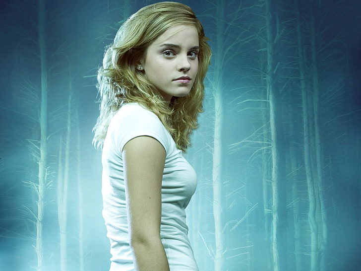 Emma Watson เฮอร์ไมโอนี่เกรนเจอร์นักแสดงกำลังมองหาผู้ชมแฮร์รี่พอตเตอร์, วอลล์เปเปอร์ HD