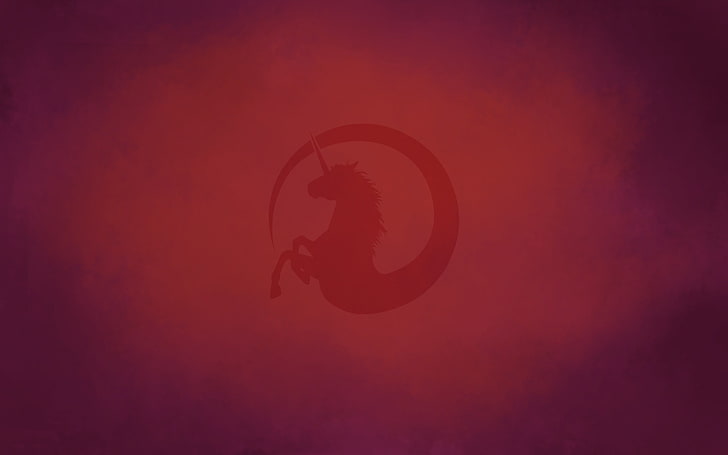 единорог логотип цифровые обои, Ubuntu, Linux, красный, HD обои