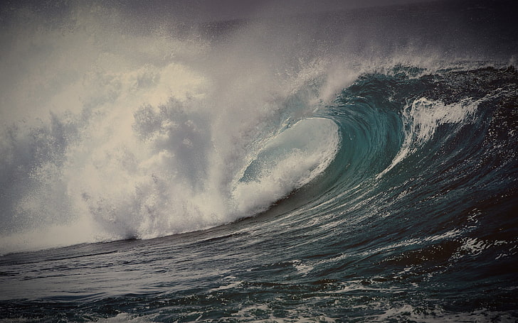 波トンネル写真、波、水、海、 HDデスクトップの壁紙