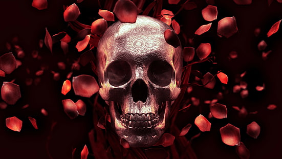 digital art, 2560x1440, skull, sugar skull, skull  hd, skull  for walls, HD, HD wallpaper HD wallpaper