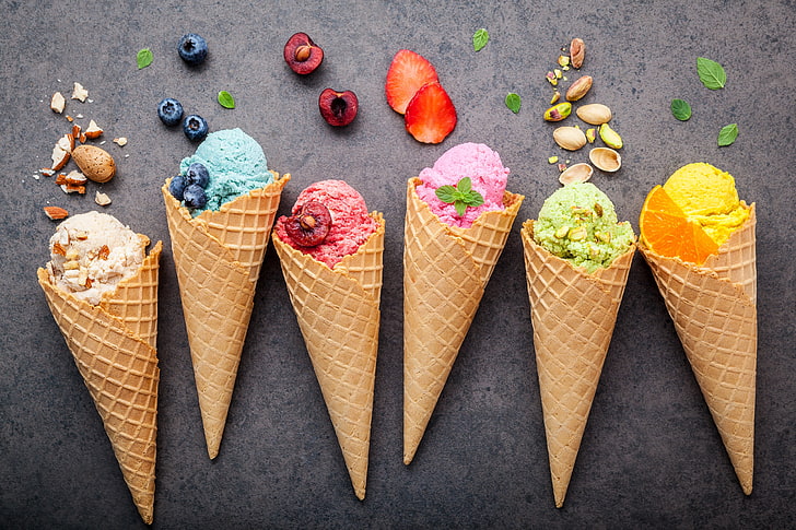 мороженое, еда, разноцветная, HD обои