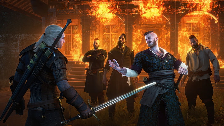 man holding sword digital wallpaper, The Witcher, The Witcher 3: Wild Hunt, Geralt of Rivia, DLC, Olgierd von Everec, HD wallpaper
