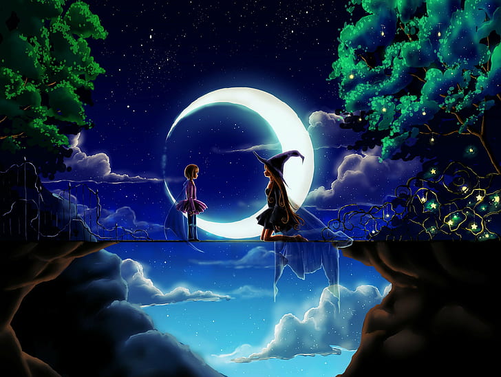 Papeis de parede Veados Princess Mononoke Florestas Noite Anime