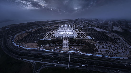 Abu Dhabi, Dubai, Uni Emirat Arab, Arab, masjid, Masjid Baru, arsitektur Islam, Wallpaper HD HD wallpaper