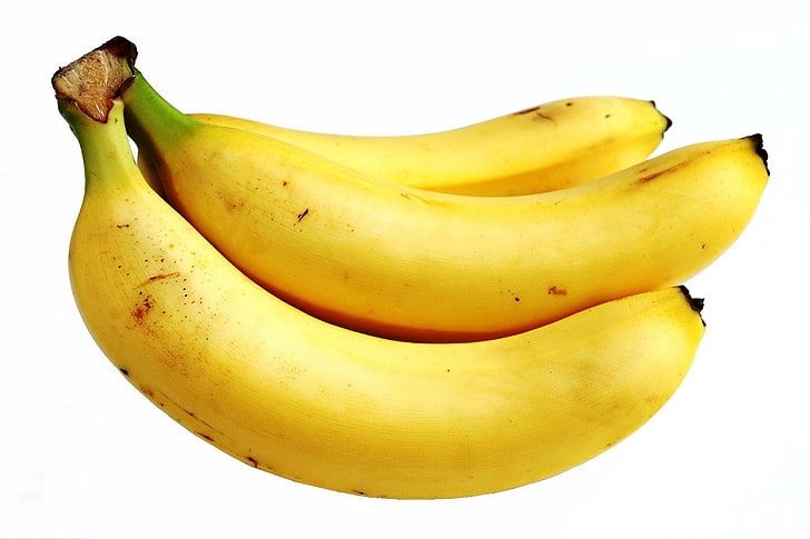 kluster av gula bananer, banan, vit, borste, HD tapet