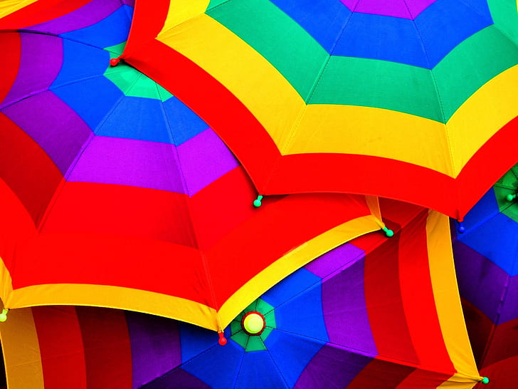 Разноцветные зонтики, Разноцветные, Зонт, HD обои