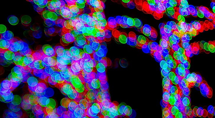 Night Bokeh, Aero, Bokeh, Lights, Trees, Colored, Light, Tree, Colors, Bright, Christmas, Texas, Holiday, 2011, decorations, sanantonio, riverwalk, saphotowalk, HD wallpaper
