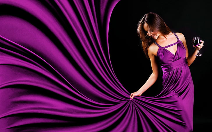 Purple evening dress girl, purple spaghetti strap long gown, Purple, Evening, Dress, Girl, HD wallpaper