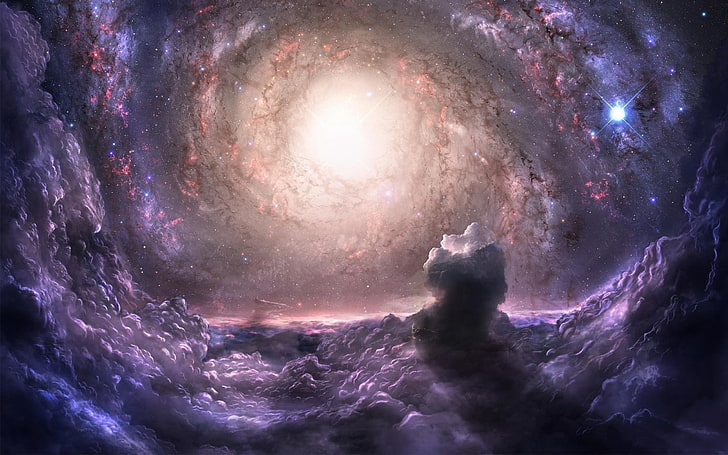galaxy illustration, galaxy cluster, gravity, communication, HD wallpaper