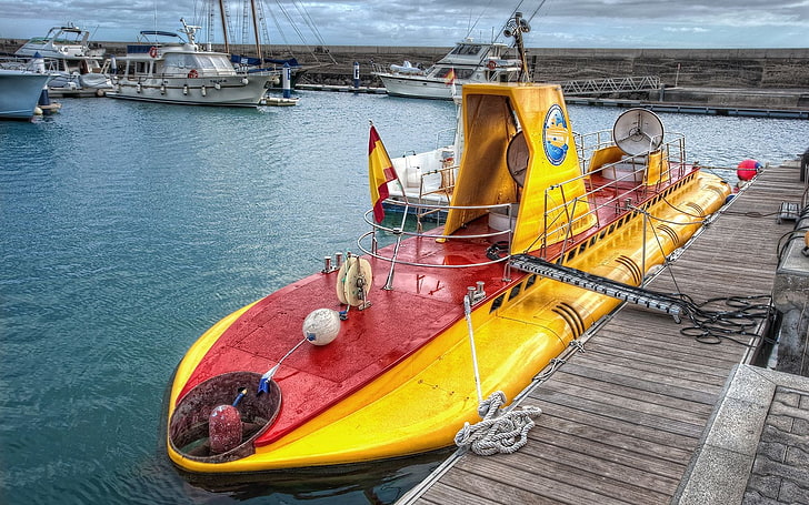 подводная лодка, tagnotallowedtoosubjective, желтый, HD обои