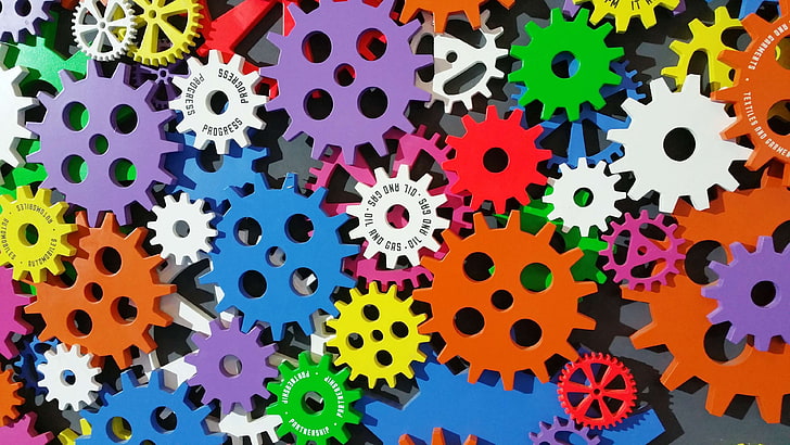 art, cogs, colorful, colourful, creative, creativity, gears, machine, machinery, mechanism, pattern, settings, sprocket, toothed wheels, HD wallpaper