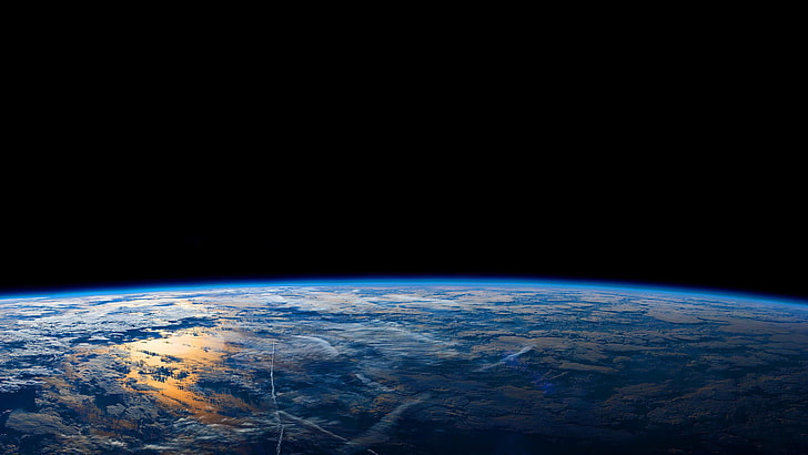 космическа фотография, земя, планета, космическо пространство, земна атмосфера, небе, хоризонт, астрономически обект, космос, HD тапет