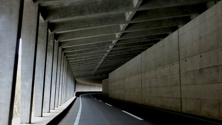 тунел, инфраструктура, път, бетон, Япония, префектура Нагано, HD тапет