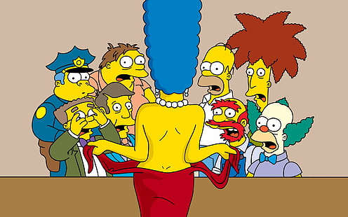 The Simpsons, Homer Simpson, Marge Simpson, tv-serie, Crusty, Sideshow Bob, HD tapet HD wallpaper