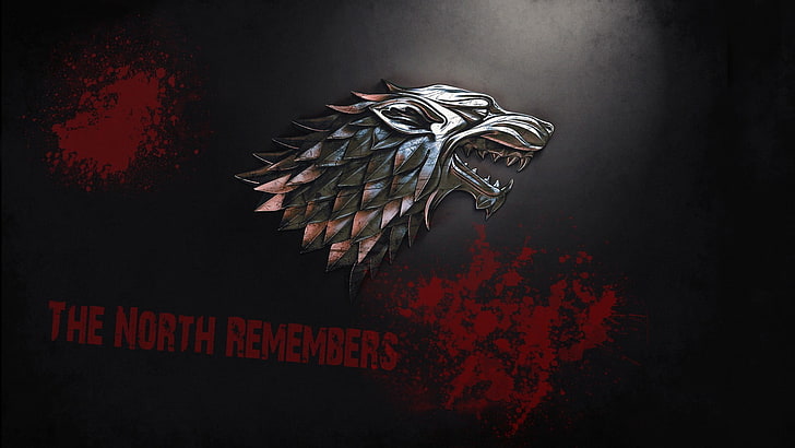 The North Remembers icon, Game of Thrones, House Stark, Direwolf, direwolves, HD wallpaper