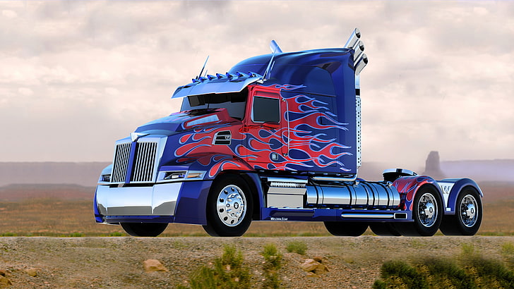 grand, plate-forme, semi, tracteur, remorque, transport, transport, camion, véhicule, Fond d'écran HD