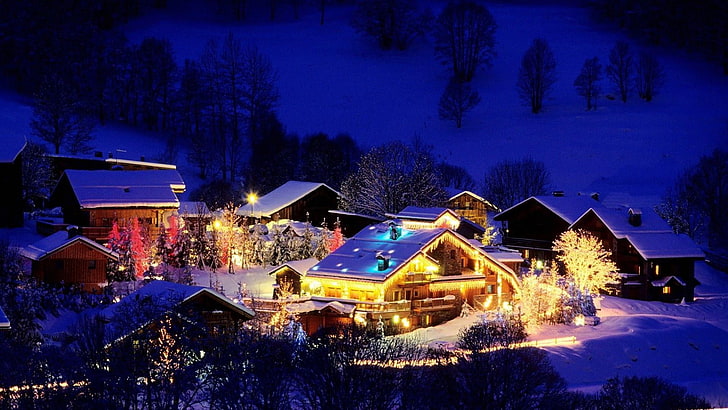 Weihnachten, Dorf, HD-Hintergrundbild
