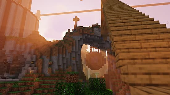 Minecraft ، تظليل ، منزل معلق ، حلم SMP، خلفية HD HD wallpaper