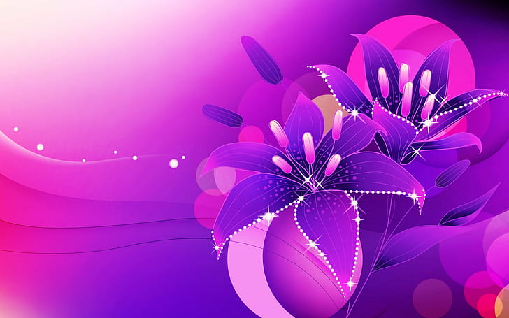 抽象的なアート、背景、カラフルな色、花、輝く、ピンク、紫、 HDデスクトップの壁紙