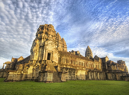 Cambodian Temple, Angkor Watt, Asia, Cambodia, City, Clouds, Temple, ancient, HD wallpaper HD wallpaper