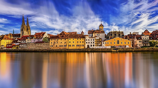 Regensburg, river Danube, 8k, Germany, HD wallpaper HD wallpaper