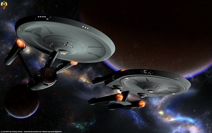 Star Trek, Star Trek: The Original Series, Constitution-class, Sci Fi, Starship, USS Enterprise (NCC-1701), USS Haversham (NCC-2504), HD wallpaper