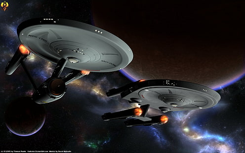 Star Trek, Star Trek: Seri Asli, kelas Konstitusi, Sci Fi, Starship, USS Enterprise (NCC-1701), USS Haversham (NCC-2504), Wallpaper HD HD wallpaper