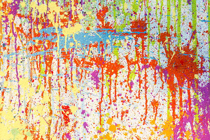 lukisan abstrak warna-warni, tekstur, cat, noda, warna-warni, Wallpaper HD