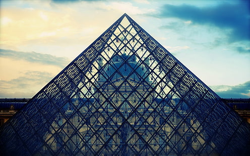 Luwr, Luwr, muzeum, piramida, Paryż, architektura, Tapety HD HD wallpaper
