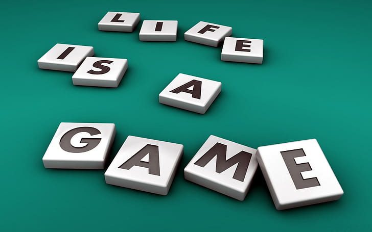 Life Is A Game, life is a game, letters, life, lettering, game, 3d and abstract, HD wallpaper