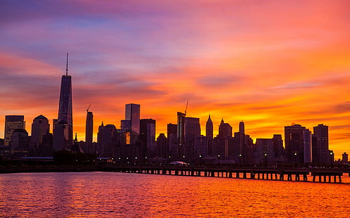 New york skyline sunrise-Cities HD desktop wallpap.., HD wallpaper HD wallpaper