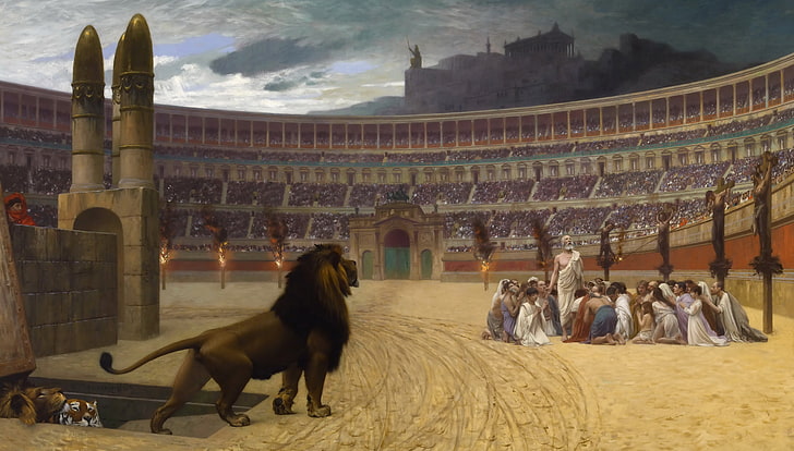 picture, Leo, Colosseum, mythology, Jean-Leon Gerome, The Last Prayer Of The Christian Martyrs, HD wallpaper