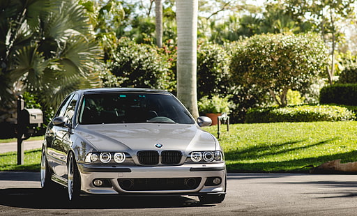 BMW, Grün, Vorne, E39, Silber, HD-Hintergrundbild HD wallpaper