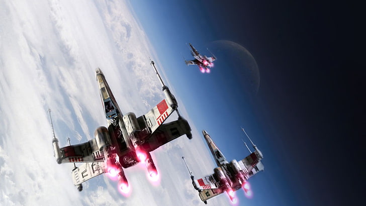 três Star Wars X-Wing Fighters, Star Wars, filmes, HD papel de parede