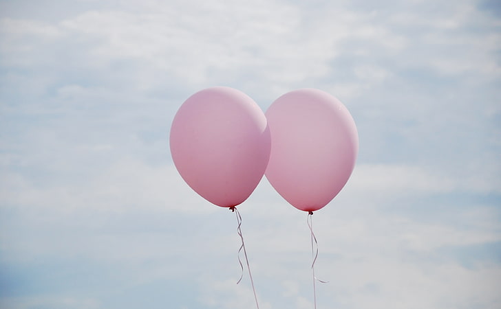 Together - Pink Balloons, Cute, Blue, Balloon, Happy, Love, White, Pink, Dream, Cloud, Balloons, Relationship, Pair, Together, Couple, Romance, Romantic, heartshaped, newbeginning, greetingcard, loyalty, helium, togetherness, HD wallpaper