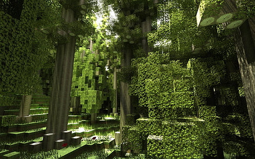 Minecraft wallpaper, Minecraft, render, screen shot, forest, HD wallpaper HD wallpaper