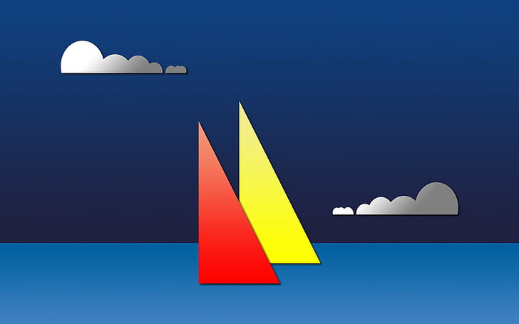 نموذج CG ، 3 مثلث في المحيط تحت سماء غائمة رسوم توضيحية للرسوم المتحركة ، مجردة ، ق ، أفضل الصور ، خلفيات عالية الدقة، خلفية HD