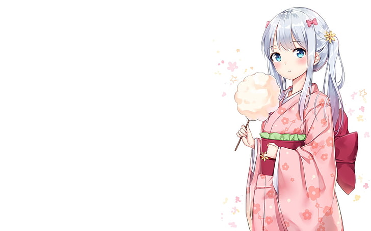 weißer hintergrund, eromanga-sensei, izumi sagiri, loli, weißes haar, anime girls, HD-Hintergrundbild