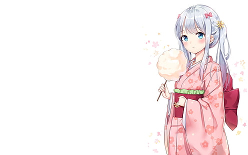 흰색 배경, Eromanga-sensei, Izumi Sagiri, loli, 흰 머리카락, 애니메이션 소녀들, HD 배경 화면 HD wallpaper