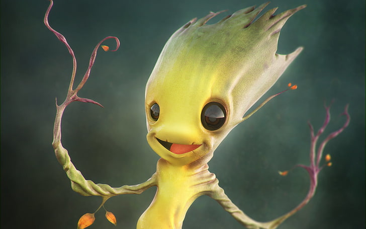 Baby Groot, illustration de caractère de plante verte, autre`` hollywood, Fond d'écran HD