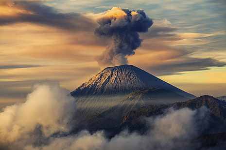 Indonesia, Java, Semeru, Tengger, semeru volcano, volcanic complex-the Caldera TenGer, HD wallpaper HD wallpaper