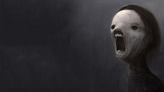 scary face, depressing, dark, teeth, screaming, HD wallpaper HD wallpaper