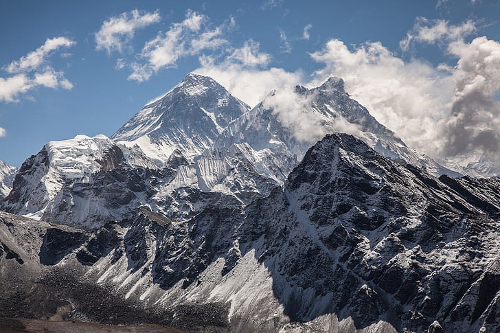 clouds, snow, mountains, nature, Everest, Chomolungma, HD wallpaper