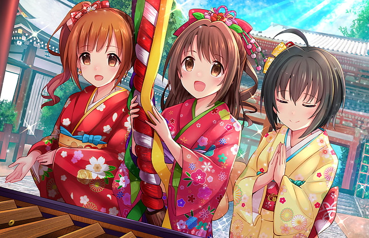 أنيمي ، فتيات iDOLM @ STER Cinderella ، Kyoko Igarashi ، Miho Kohinata ، Uzuki Shimamura، خلفية HD