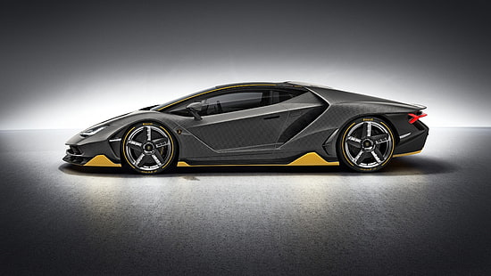 kelabu dan kuning Lamborghini Centenario coupe, supercar, mobil, kendaraan, Lamborghini, Wallpaper HD HD wallpaper