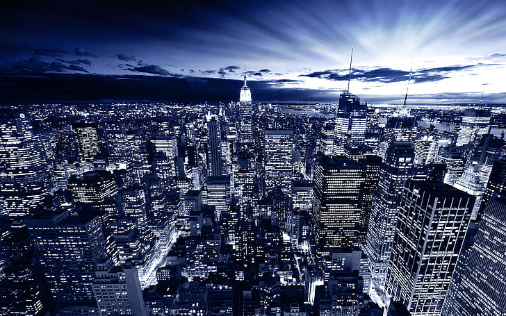 New York in Blue, blue, york, HD wallpaper