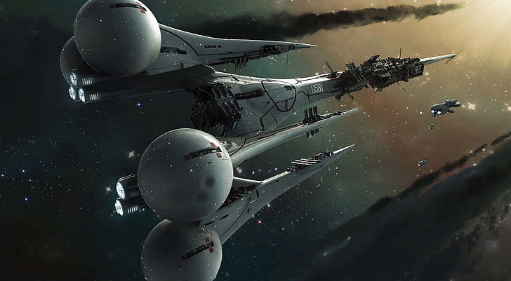 Ilustracja postaci z Gwiezdnych Wojen, science fiction, statek kosmiczny, Tapety HD