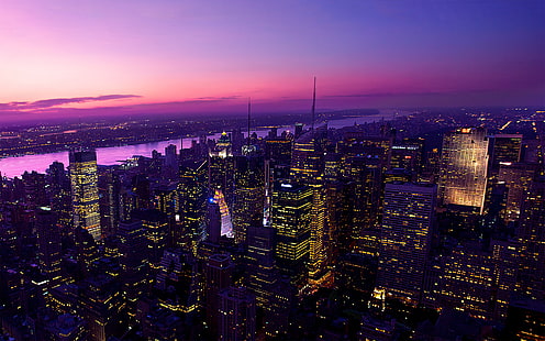 Twilight in New York City HD, world, new, city, york, in, travel, travel and world, twilight, HD wallpaper HD wallpaper
