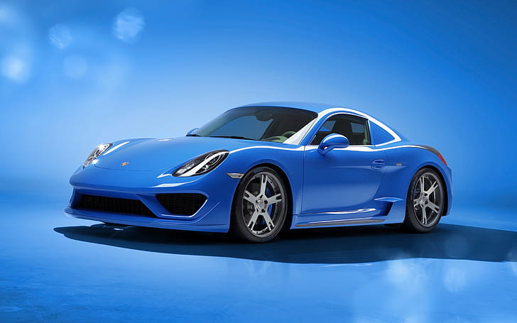 Blue, Porsche, Cayman, 2014, Studiotorino, Moncenisio, HD wallpaper