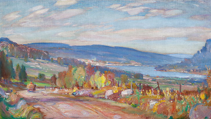 landscape, picture, Frederick Challener, The Ottawa river in Mattawa. Ontario, HD wallpaper